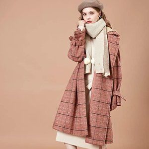 Artka Women's Belted Double Breasted Plaid Coat